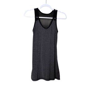 Lululemon Run Black Tie‎ and Fly Ruched Sides Tank Women 4 Black Gray Stretch